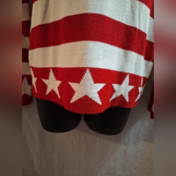 Red and White Striped Sweater with Stars - Picture 3 of 6